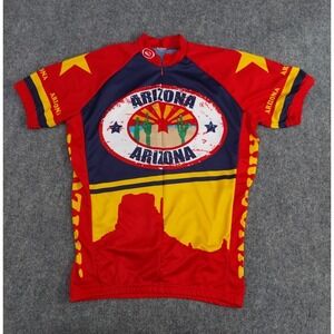 Arizona Cycling Jersey Small Red 3/4 Zip Short Sleeve Back Pockets Biking Shirt‎
